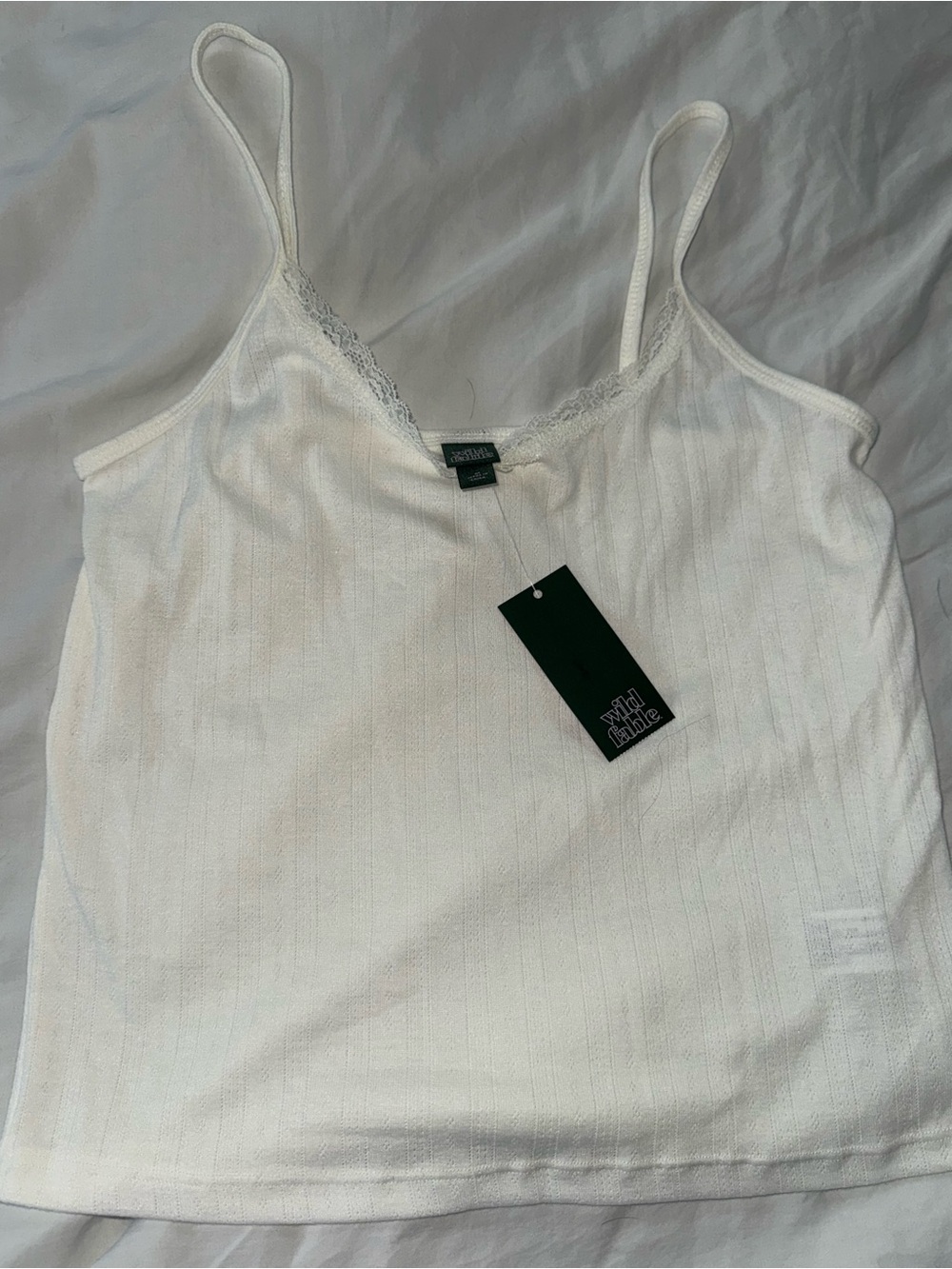 wild fable White Lace-Trim Ribbed Cami